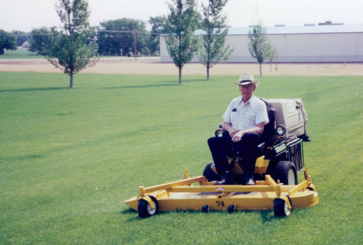 Max Walker on a Walker Mower. 